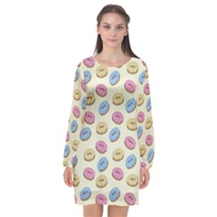 Donuts Pattern Long Sleeve Chiffon Shift Dress  by Valentinaart