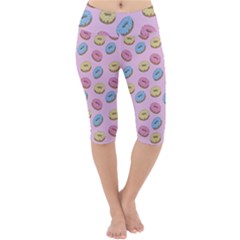 Donuts Pattern Lightweight Velour Cropped Yoga Leggings by Valentinaart