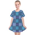 Mod Purple Green Turquoise Square Pattern Kids  Smock Dress View1