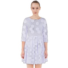 White Abstract Wall Paper Design Frame Smock Dress by Simbadda