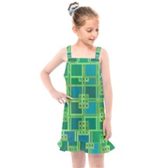 Green Abstract Geometric Kids  Overall Dress by Simbadda