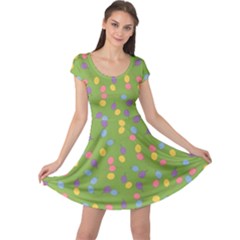 Balloon Grass Party Green Purple Cap Sleeve Dress by Simbadda