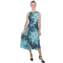 Graphic Design Wallpaper Abstract Midi Tie-back Chiffon Dress by Simbadda