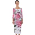 Carnations Flowers Nature Garden Quarter Sleeve Midi Bodycon Dress View1