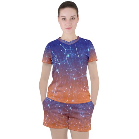 Abstract Pattern Color Design Women s Tee And Shorts Set by Celenk