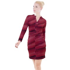 Tube Plastic Red Rip Button Long Sleeve Dress by Celenk