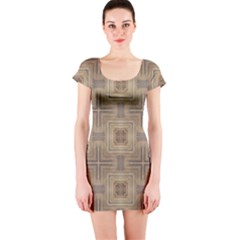 Abstract Wood Design Floor Texture Short Sleeve Bodycon Dress by Celenk