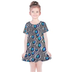 Peacock Pattern Close Up Plumage Kids  Simple Cotton Dress by Celenk