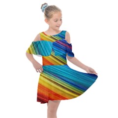 Rainbow Kids  Shoulder Cutout Chiffon Dress by NSGLOBALDESIGNS2