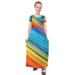 Rainbow Kids  Short Sleeve Maxi Dress by NSGLOBALDESIGNS2