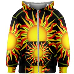 Mandala Sun Graphic Design Kids Zipper Hoodie Without Drawstring by Simbadda