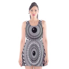 Graphic Design Round Geometric Scoop Neck Skater Dress by Simbadda