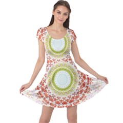 Fractal Kaleidoscope Mandala Cap Sleeve Dress by Simbadda