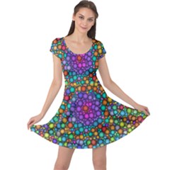 Points Mandala Kaleidoscope Cap Sleeve Dress by Simbadda