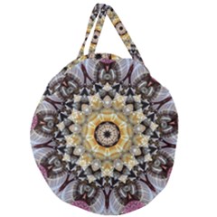 Abstract Art Texture Mandala Giant Round Zipper Tote by Simbadda