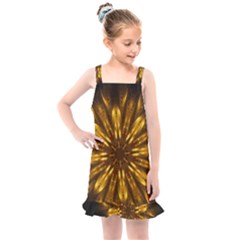 Mandala Gold Golden Fractal Kids  Overall Dress by Simbadda