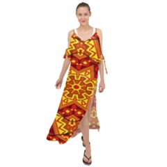 Kaleidoscope Mandala Recreation Maxi Chiffon Cover Up Dress by Simbadda