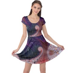 Fractal Art Artwork Design Cap Sleeve Dress by Simbadda