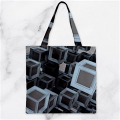 3d Cube Fantasy Square Shape Zipper Grocery Tote Bag by Simbadda