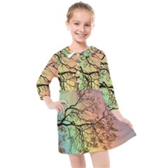 Rainbow Branch Boxer Shorts Kids  Quarter Sleeve Shirt Dress by Simbadda