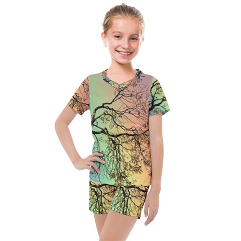 Rainbow Branch Boxer Shorts Kids  Mesh Tee And Shorts Set by Simbadda