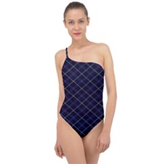 Blue Plaid  Classic One Shoulder Swimsuit by dressshop