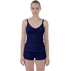 Blue Plaid  Tie Front Two Piece Tankini by dressshop