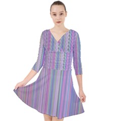 Rainbow Stripe Version 2 Quarter Sleeve Front Wrap Dress by dressshop