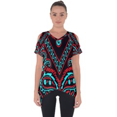 Blue And Red Bandana Cut Out Side Drop Tee by dressshop