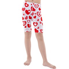 Hearts Kids  Mid Length Swim Shorts by Hansue