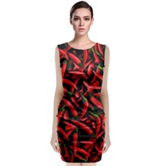 Red Chili Peppers Pattern Classic Sleeveless Midi Dress by bloomingvinedesign