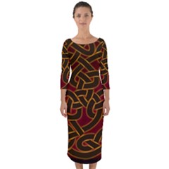 Beautiful Art Pattern Quarter Sleeve Midi Bodycon Dress by Nexatart