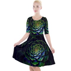 Nature Desktop Flora Color Pattern Quarter Sleeve A-line Dress by Nexatart