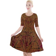 Beautiful Art Pattern Quarter Sleeve A-line Dress by Nexatart