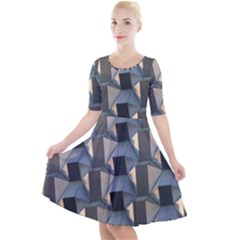 3d Pattern Texture Form Background Quarter Sleeve A-line Dress by Nexatart