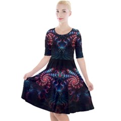 Background Texture Pattern Quarter Sleeve A-line Dress by Nexatart