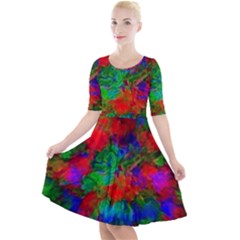 Color Art Bright Decoration Quarter Sleeve A-line Dress by Nexatart