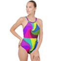 Art Abstract Pattern Color High Neck One Piece Swimsuit View1