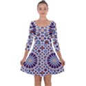 Morocco Essaouira Tile Pattern Quarter Sleeve Skater Dress View1