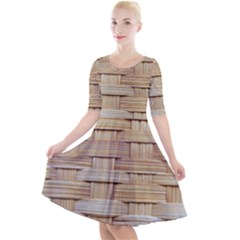 Wicker Model Texture Craft Braided Quarter Sleeve A-line Dress by Nexatart