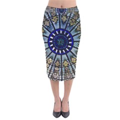 Pattern Art Form Architecture Velvet Midi Pencil Skirt by Nexatart