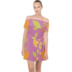 Seamlessly Pattern Fruits Fruit Off Shoulder Chiffon Dress by Nexatart