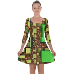 Blocks Cubes Construction Design Quarter Sleeve Skater Dress by Nexatart