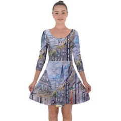 Altstadt Hattingen Ruhr Trail Quarter Sleeve Skater Dress by Nexatart