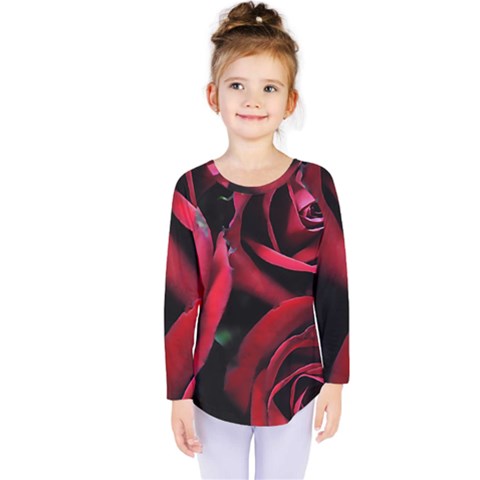 Red Roses Kids  Long Sleeve Tee by bloomingvinedesign