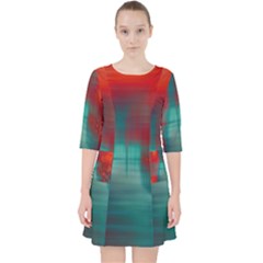 Green Red Lines Pocket Dress by kunstklamotte023