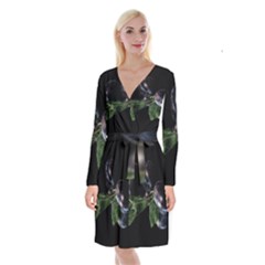 Plums Photo Art Fractalius Fruit Long Sleeve Velvet Front Wrap Dress by Sapixe