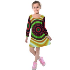 Digital Art Background Yellow Red Kids  Long Sleeve Velvet Dress by Sapixe