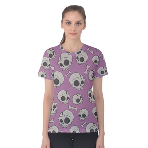 Halloween Skull Pattern Women s Cotton Tee by Valentinaart