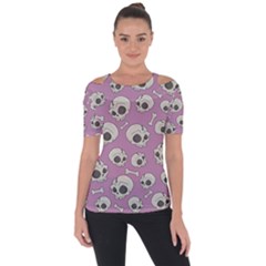 Halloween Skull Pattern Shoulder Cut Out Short Sleeve Top by Valentinaart